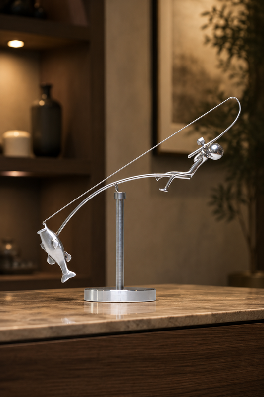 Balancing Fisherman Decor Sculpture