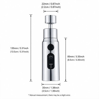 💦 360° Swivel Faucet Sprayer – 3 Spray Modes for Easy Cleaning