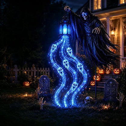 💀 Spooky Animated Grim Reaper Halloween Light – Easy-Setup Haunted Décor 🎃