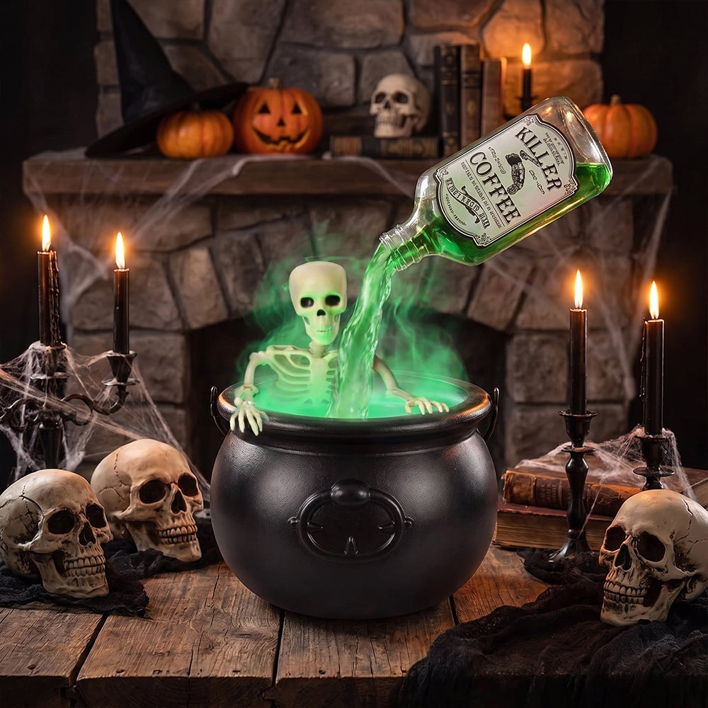Spooky Halloween witch cauldron decoration