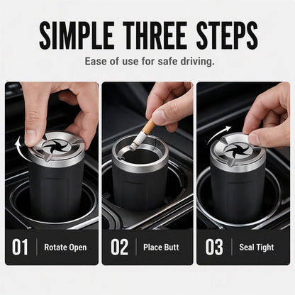 Rotating Car Ashtray with Ceramic Inner Liner 🚗🗑️