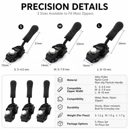 Zipper Slider 5Pcs 🧰 | Instant No-Sew Zipper Repair Replacement