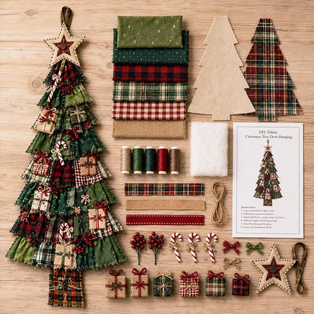 🎄DIY Oversized Patchwork Christmas Tree Door Hanging Kit