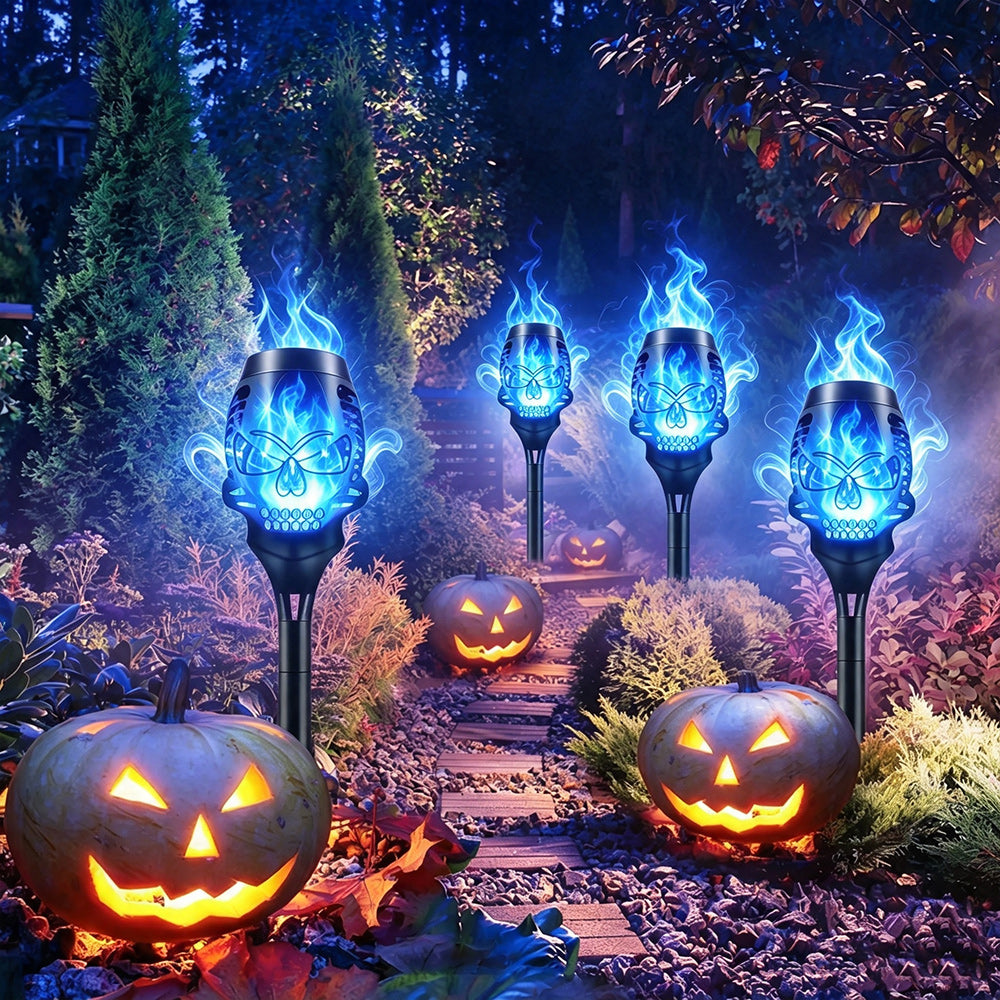 Halloween Solar Skull Flame Lights