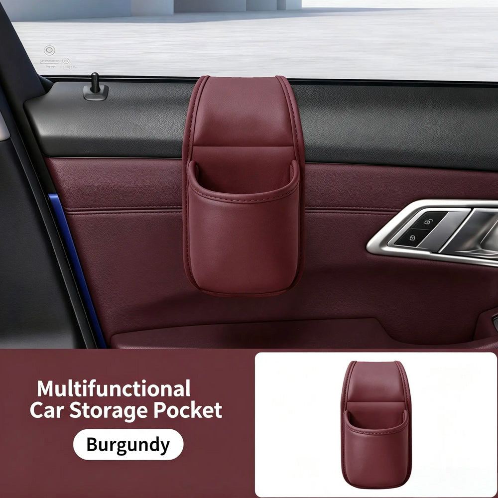 🚗 Leather Car Door Storage Organizer – Space-Saving Pocket for Phones, Keys & Daily Essentials