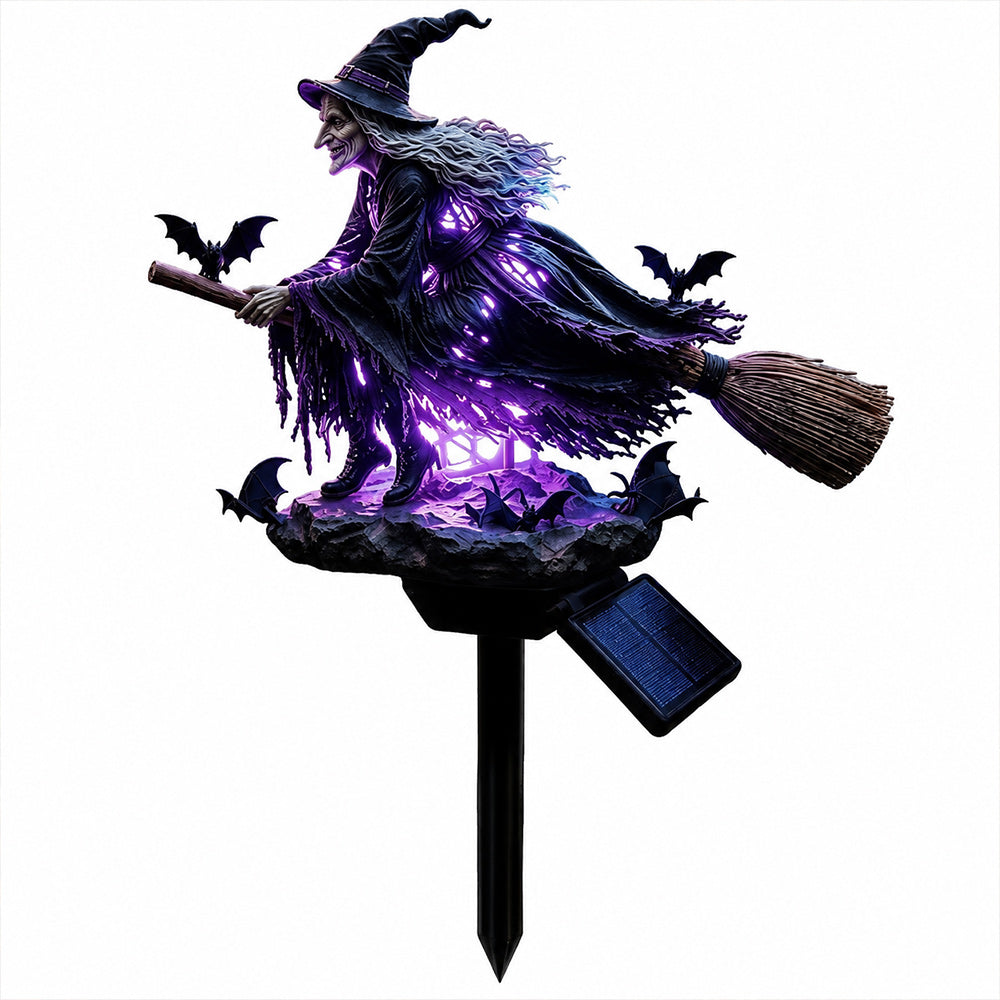 Halloween Witch Broom Solar Light