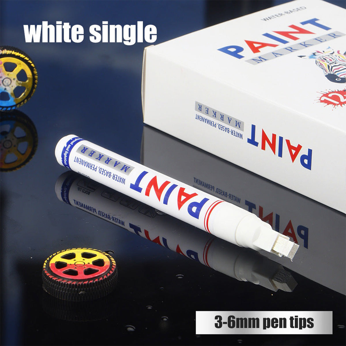 🎨12-Color Paint Marker Set – 6mm Chisel Tip for Custom Tire Lettering & DIY