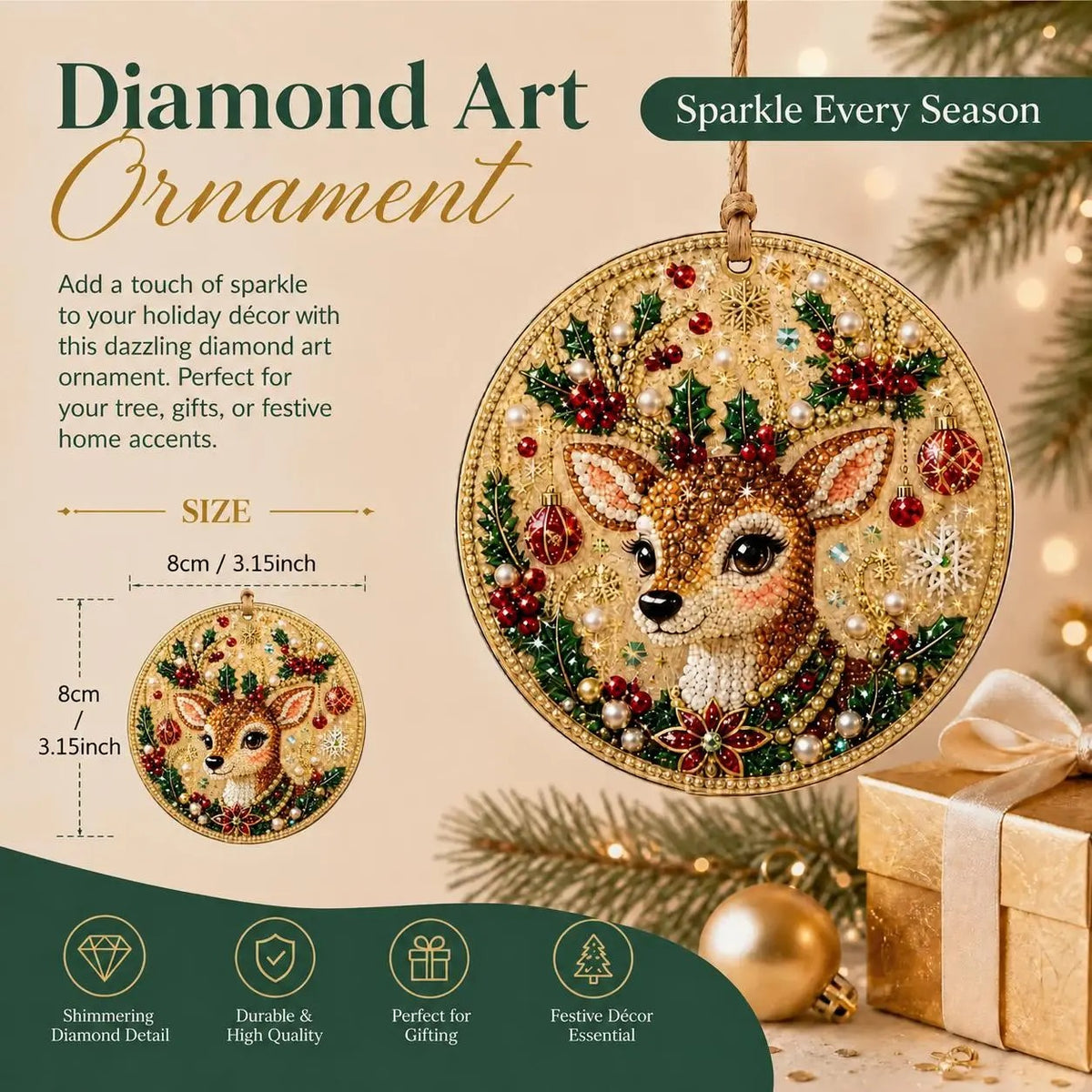 🎄Christmas DIY Diamond Painting Ornaments Kit, Xmas Tree Hanging Pendant🎁