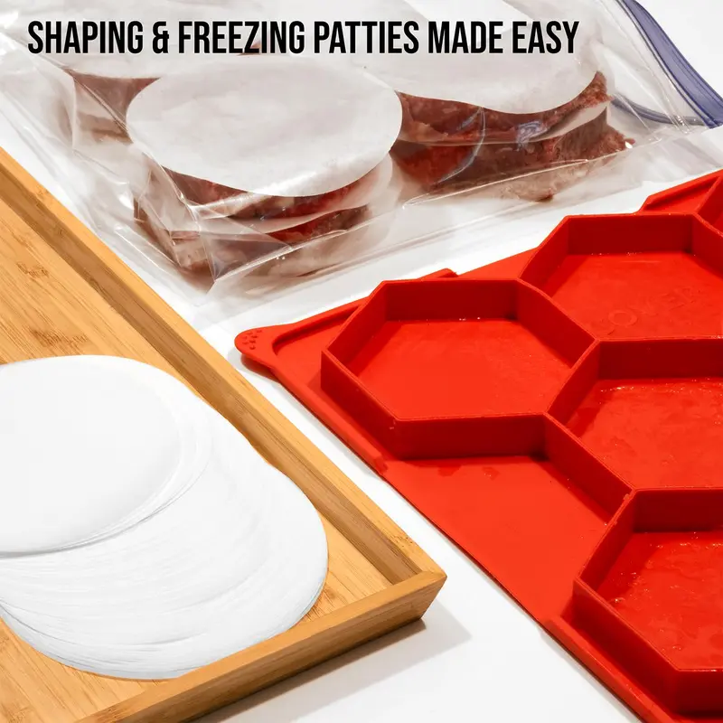 🍔 8-In-1 Silicone Burger Patty Maker, Non-Stick Mold, Dishwasher Safe
