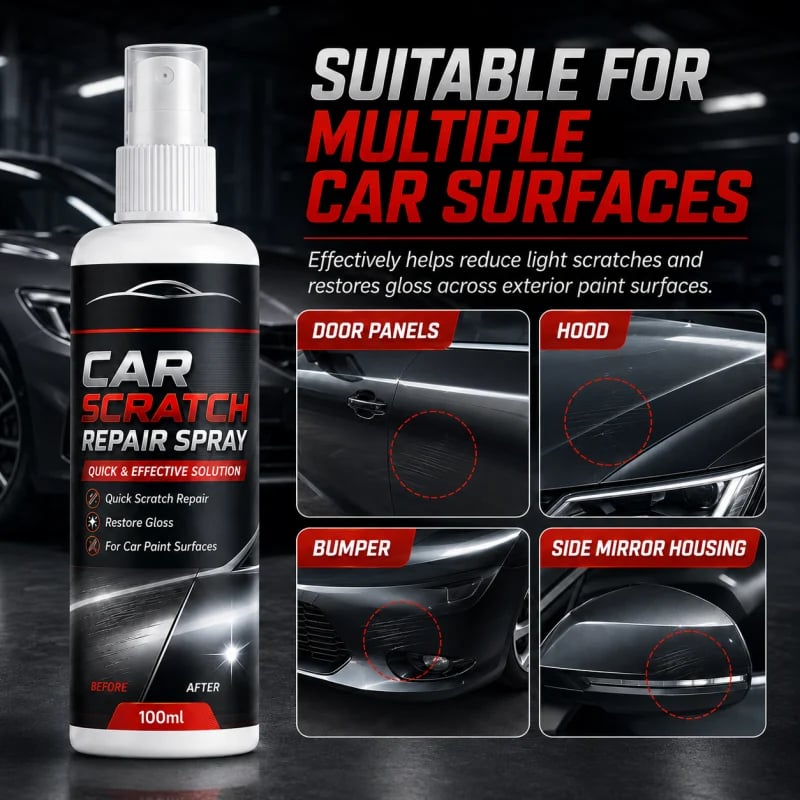 🚗Universal Car Scratch Repair Spray – Erases light scratches, swirl marks & scuffs fast
