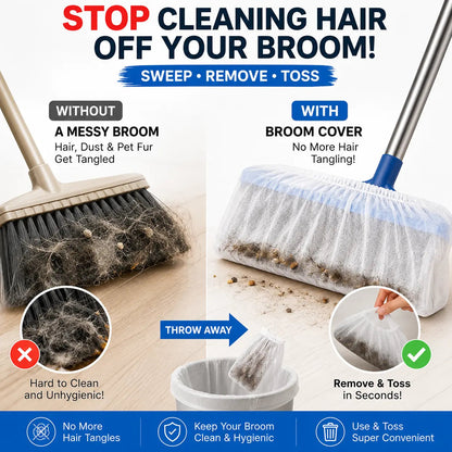 🧹Disposable Broom Dust Covers, Non-Woven Dust Catcher for Standard Brooms,50 Covers