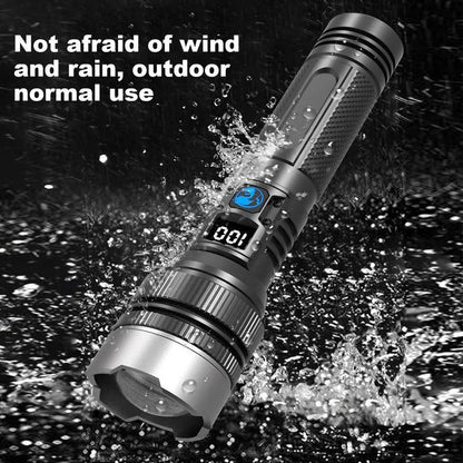 🔦 High-Power Rechargeable Zoom Flashlight, Power Bank & Digital Battery Display