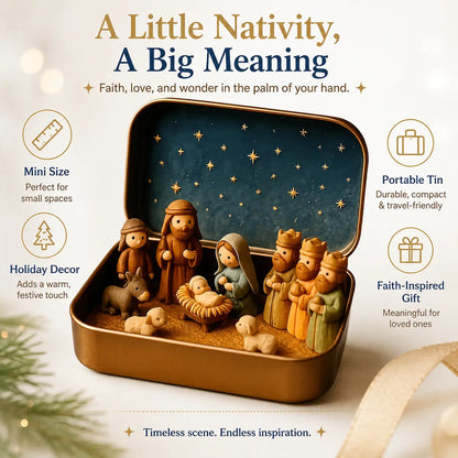 🙏 Pocket-Size Mini Nativity Scene Set – Hand-Painted Religious Christmas Decor 🎄✨