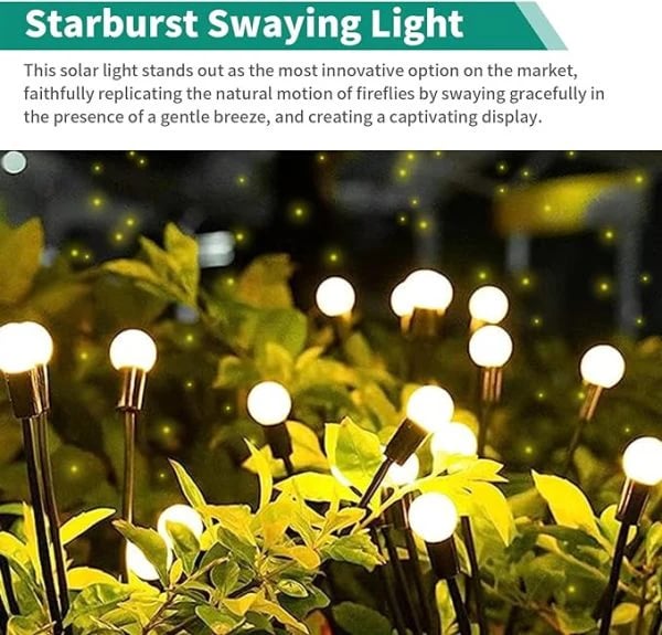 Solar Firefly Garden Lights  LED Flickering Firefly Glow Solar Pathway Lights for Yard, Patio & Landscape Decor