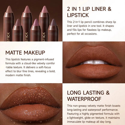 6pcs/set Long-lasting Matte Brown Lipstick 💄