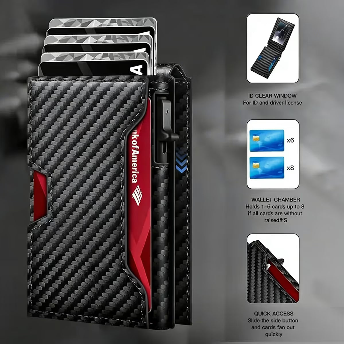 Front Pocket Men Aluminum Leather RFID Wallet | Pop Up Card & Cash Slots