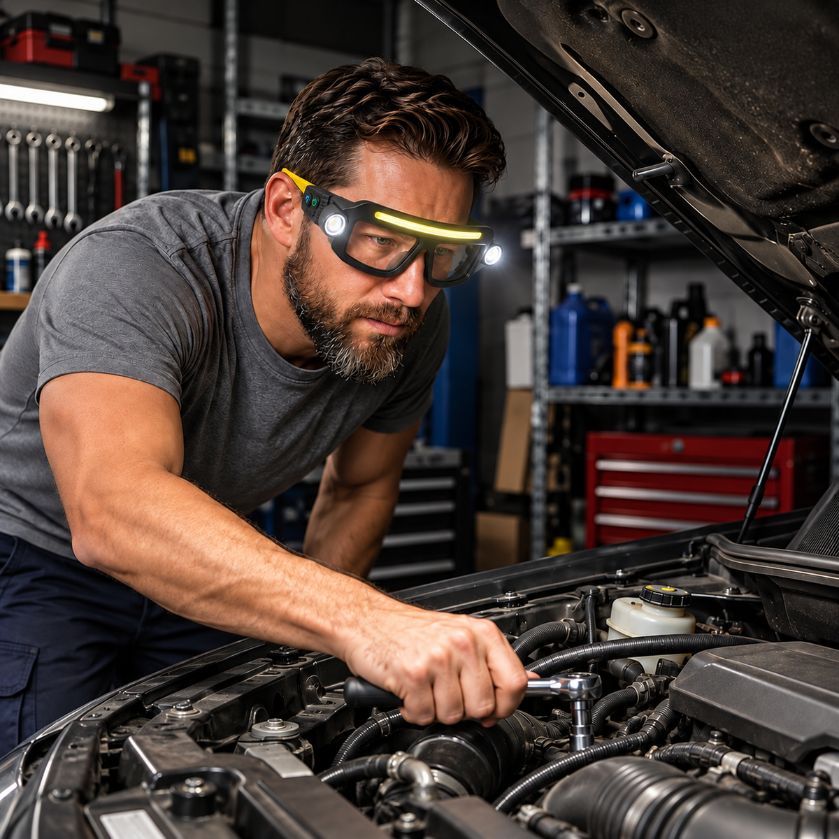 🔦👓 LED Headlamp Glasses – Rechargeable Hands-Free Motion Sensor Light for Outdoor & Everyday Use