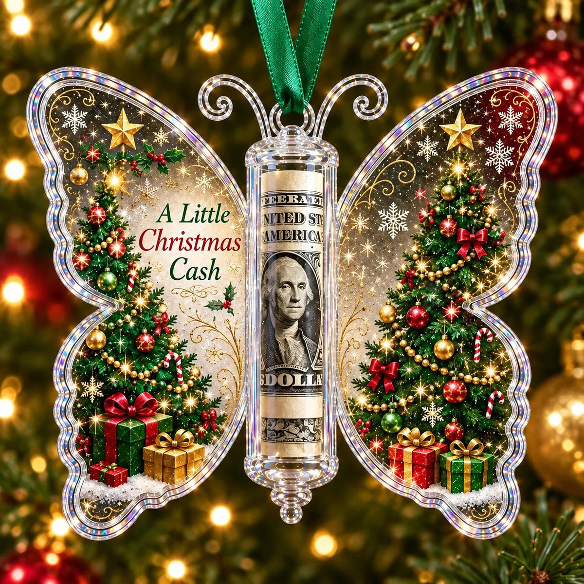 🦋💵 Christmas Cash Gift Butterfly Ornament🎄✨