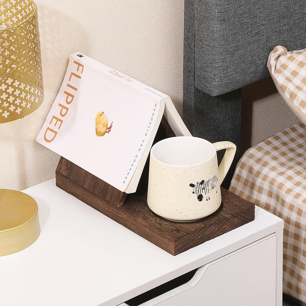 📖Reading Valet with Cup Holder, Wooden Triangle Book Page Holder