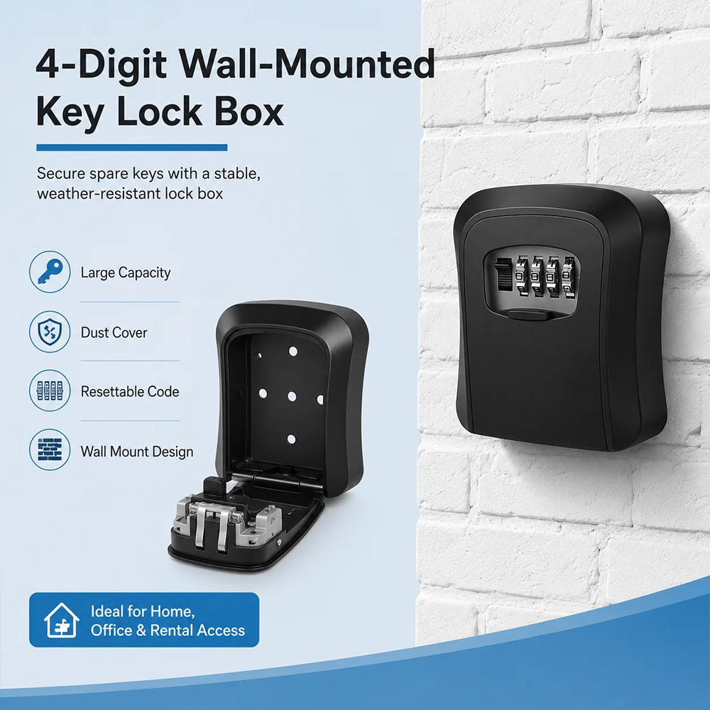🔐 4-Digit Aluminum Alloy Key Lock Box