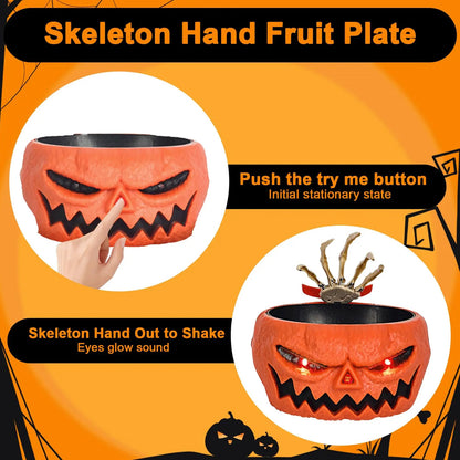 Halloween Skeleton Hand Candy Bowl with Motion Sensor and Button Control