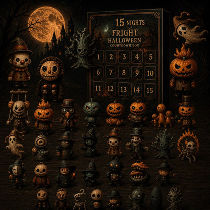 🎉🎃 Nights of Fright Halloween Countdown Box | Unique Mini Figurines, Hanging Charms & Spooky Collectibles 👻✨