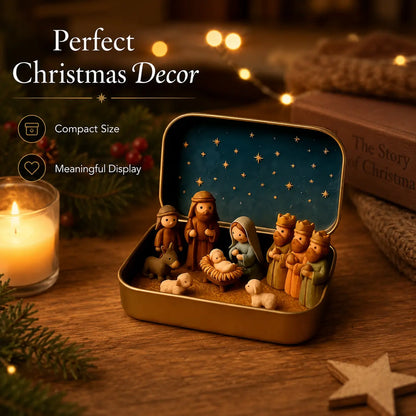 🙏 Pocket-Size Mini Nativity Scene Set – Hand-Painted Religious Christmas Decor 🎄✨