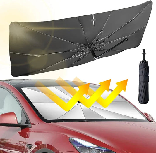 Foldable car sun shade for the windshield