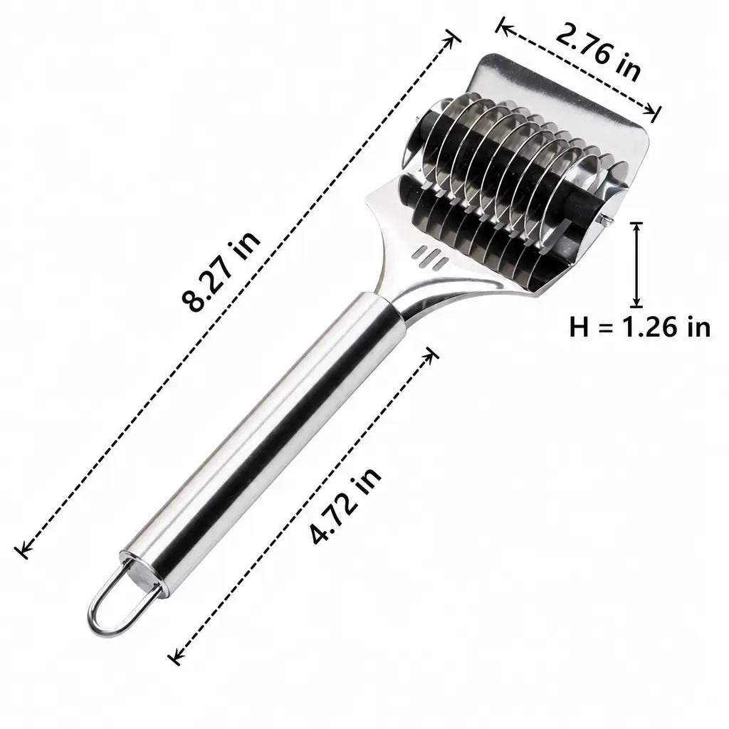 🍝🥖High‑Grade Stainless Steel Pasta Dough Roller Cutter Docker