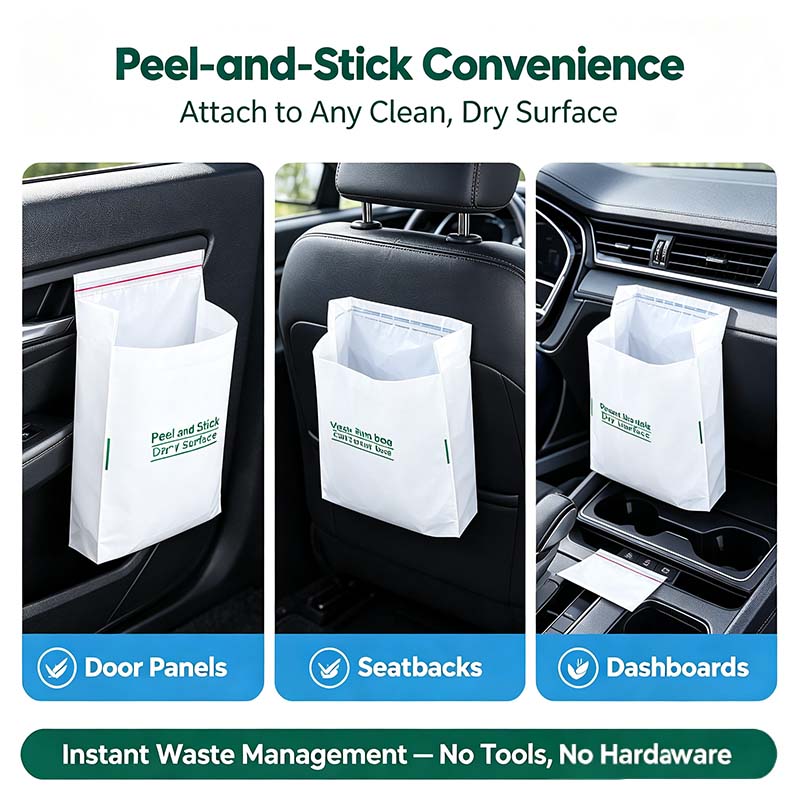 🚗 20-Pack Car Trash Bags – Self-Adhesive Disposable Waste Bags 🗑️