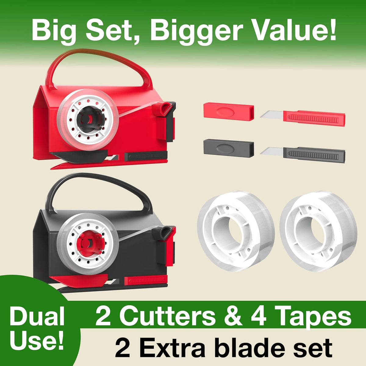 2-in-1 Gift Wrap Cutter & Tape Dispenser with Replacement Blades