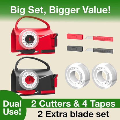 2-in-1 Gift Wrap Cutter & Tape Dispenser with Replacement Blades