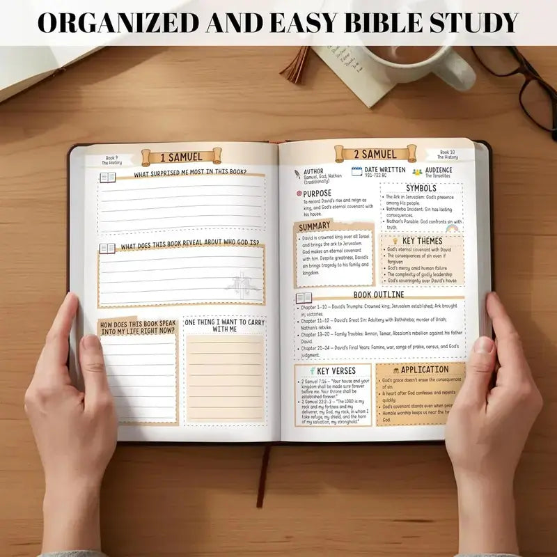 📖 66-Page Bible Study Journal – Guided Scripture, Notes & Reflection