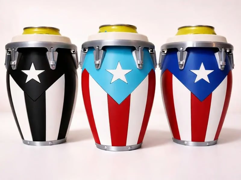 Conga-Style Can Holder: Celebrate Caribbean Pride Sip by Sip