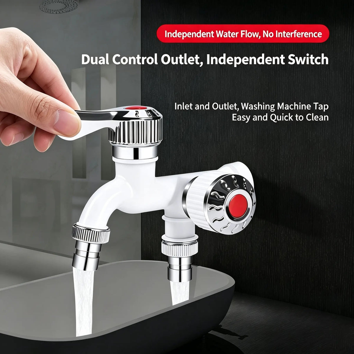 🚰 Dual-Outlet Washing Machine Faucet – 1-In-2-Out Water Splitter
