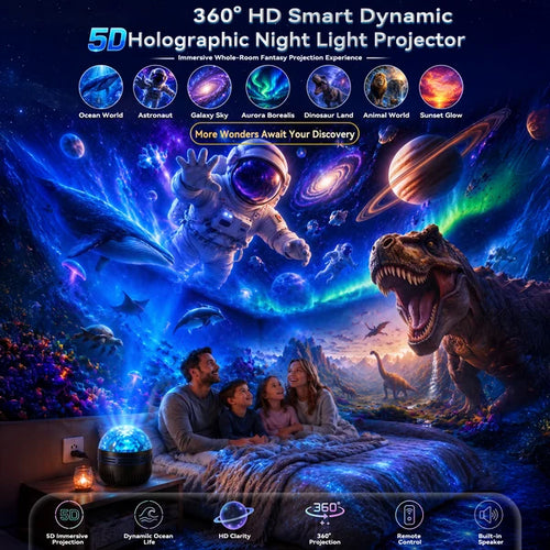 🦖🎁360° Smart Holographic Starry Sky Projector (HD Smart Dynamic 5D)
