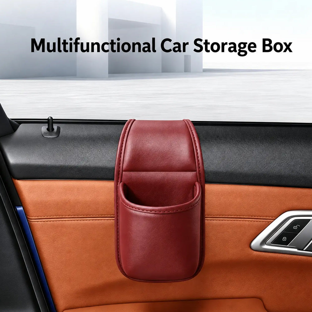 🚗 Leather Car Door Storage Organizer – Space-Saving Pocket for Phones, Keys & Daily Essentials