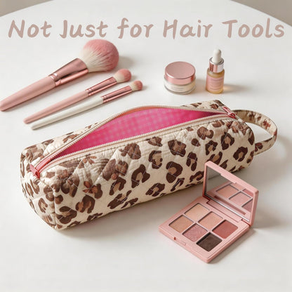 Quilted Multi-Purpose Bag, Portable Zipper Makeup Pouch with Handle 🧺