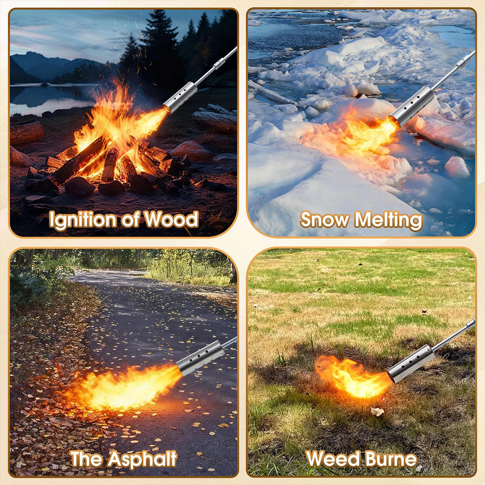 Adjustable Flame Propane Weed Torch with Non-Slip Wooden Handle