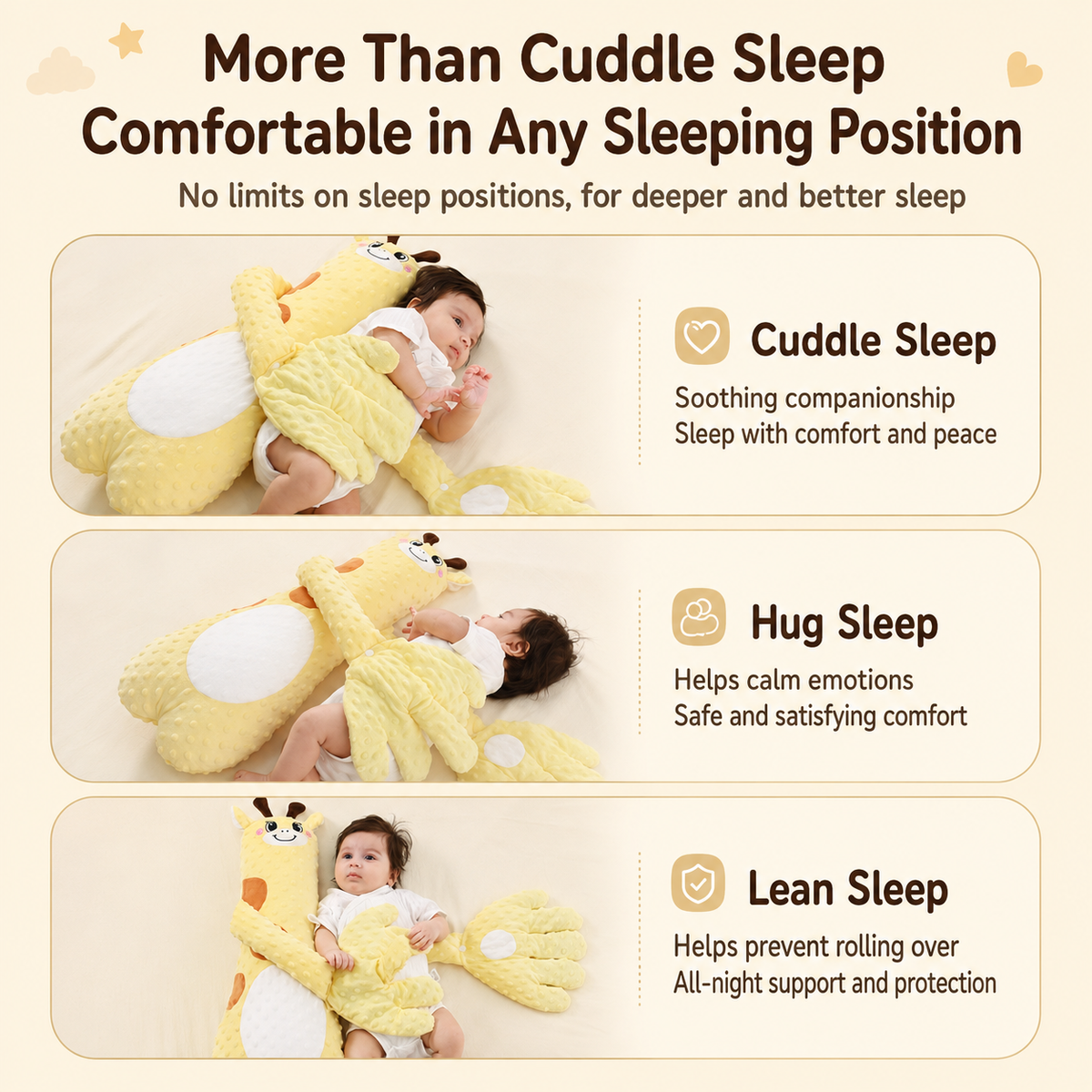 Soothing Giraffe Plush Toy, 3‑Speed Adjustable Patting Modes, Ultra‑Soft Skin‑Friendly Large Plush Companion