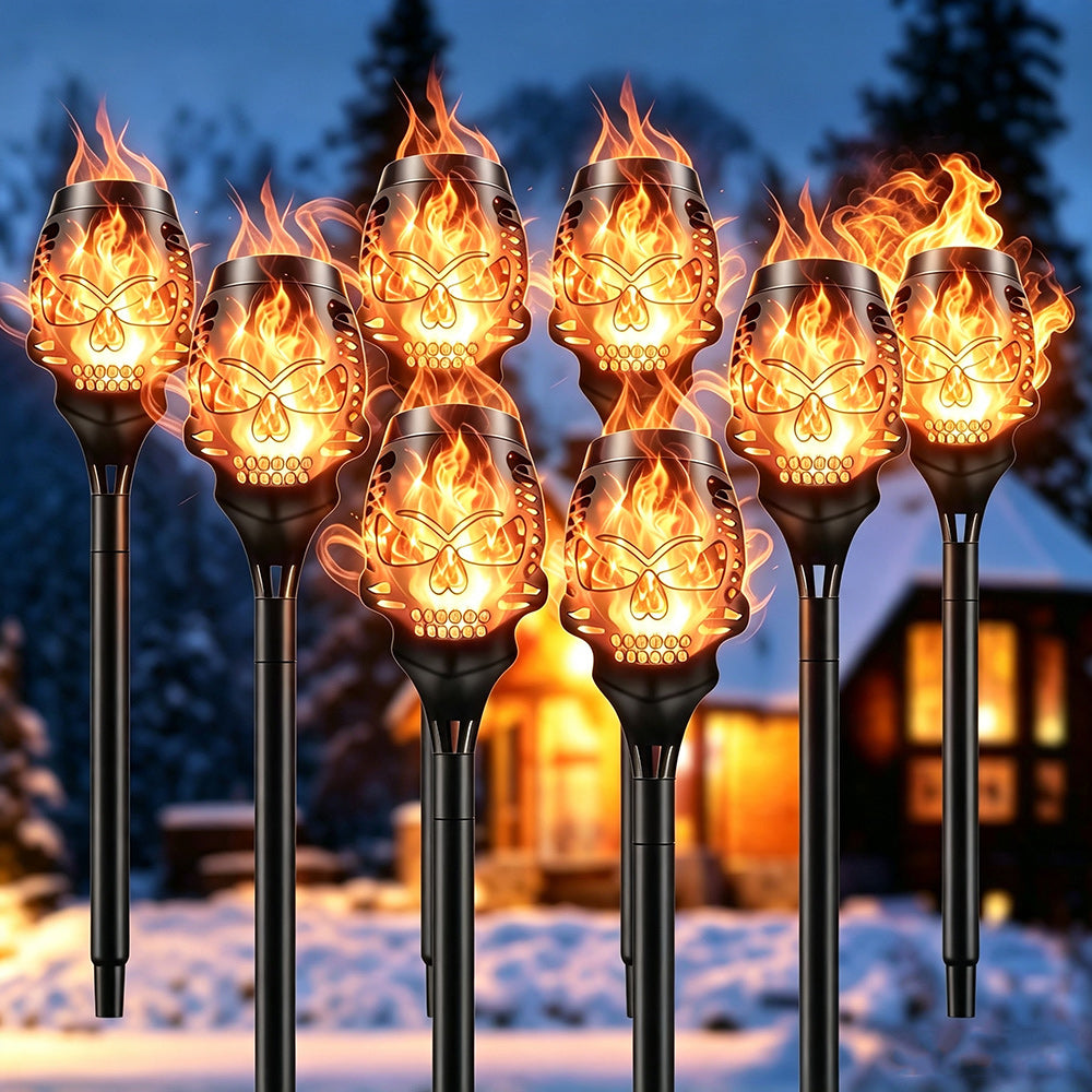 Halloween Solar Skull Flame Lights
