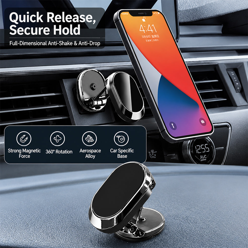 🚗 360° Foldable Magnetic Car Phone Holder – Adjustable Hands-Free Dashboard Mount 📱✨
