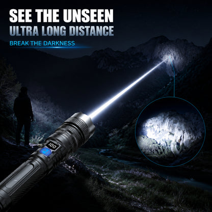 🔦 High-Power Rechargeable Zoom Flashlight, Power Bank & Digital Battery Display
