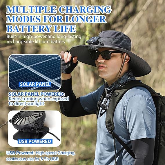 2026 New Ultralight Solar Fan Sun HatLighter Than a Baseball!