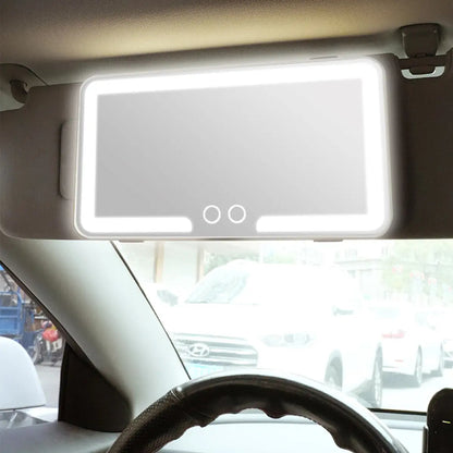 Car Sun Visor Makeup Mirror, LED Touch Screen Adjustable Brightness Auto Interior Makeup HD Mirror
