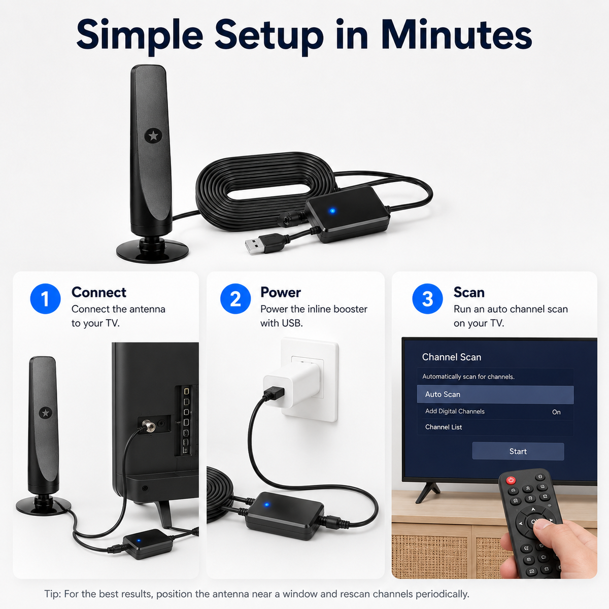 HD TV Antenna – No Subscription, Easy Setup📡📺