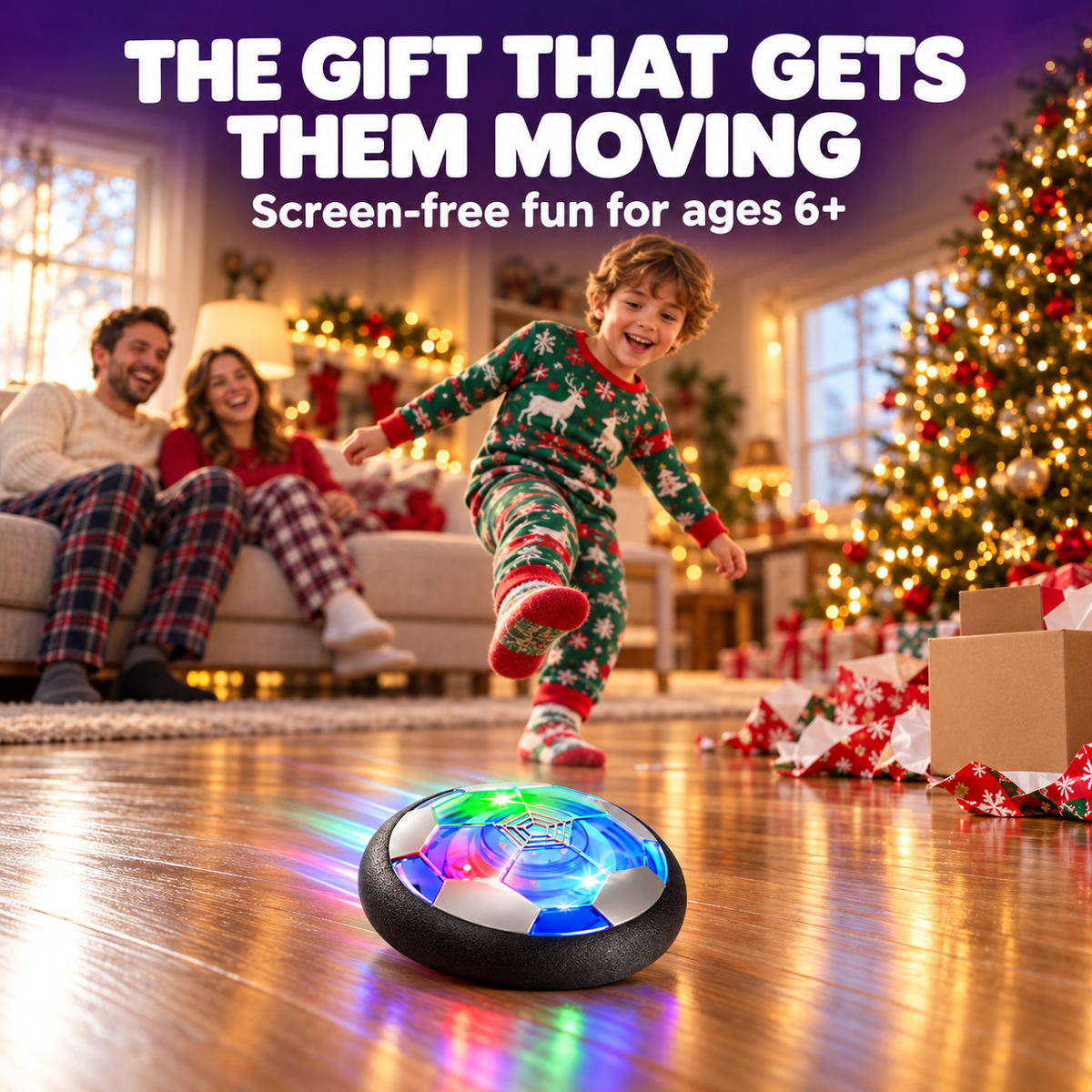 LED Hover Soccer Ball, Indoor Floating Soccer Toy with Soft Foam Bumper ⚽
