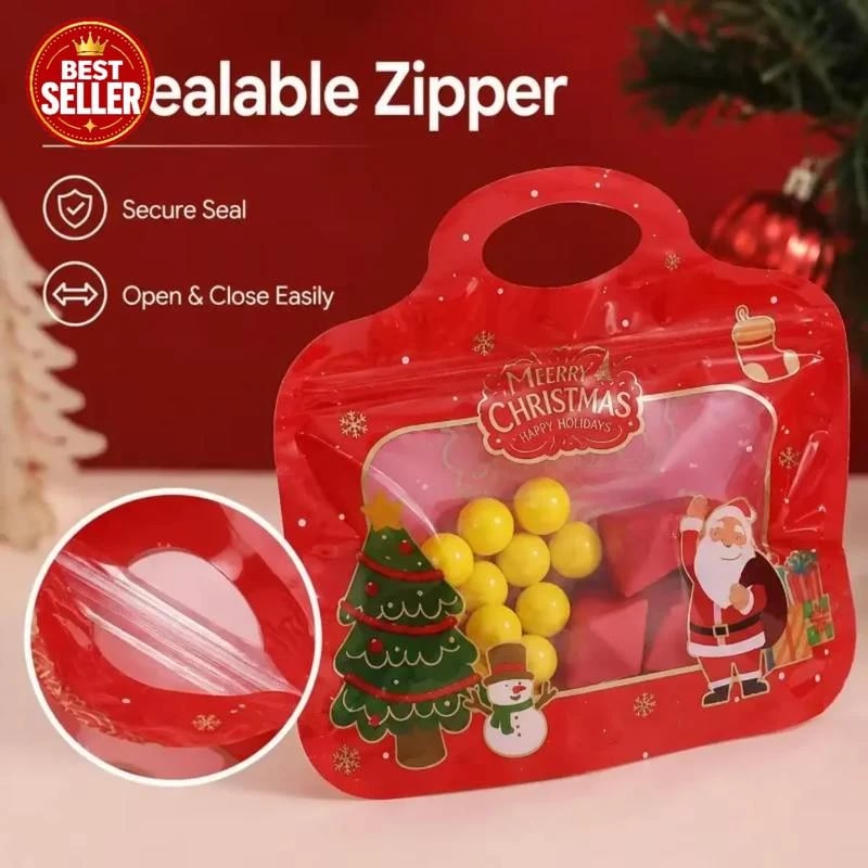🎄Santa & Snowman Self-Seal Christmas Treat Bags, Food Safe for Cookies & Small Gifts