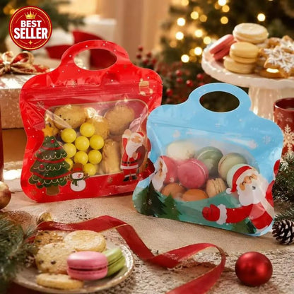 🎄Santa & Snowman Self-Seal Christmas Treat Bags, Food Safe for Cookies & Small Gifts
