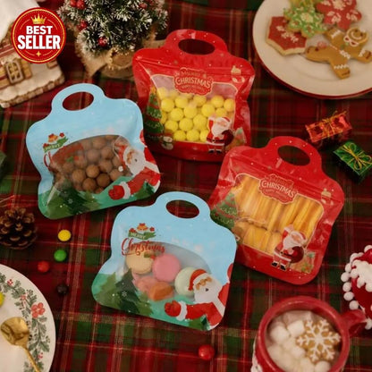 🎄Santa & Snowman Self-Seal Christmas Treat Bags, Food Safe for Cookies & Small Gifts